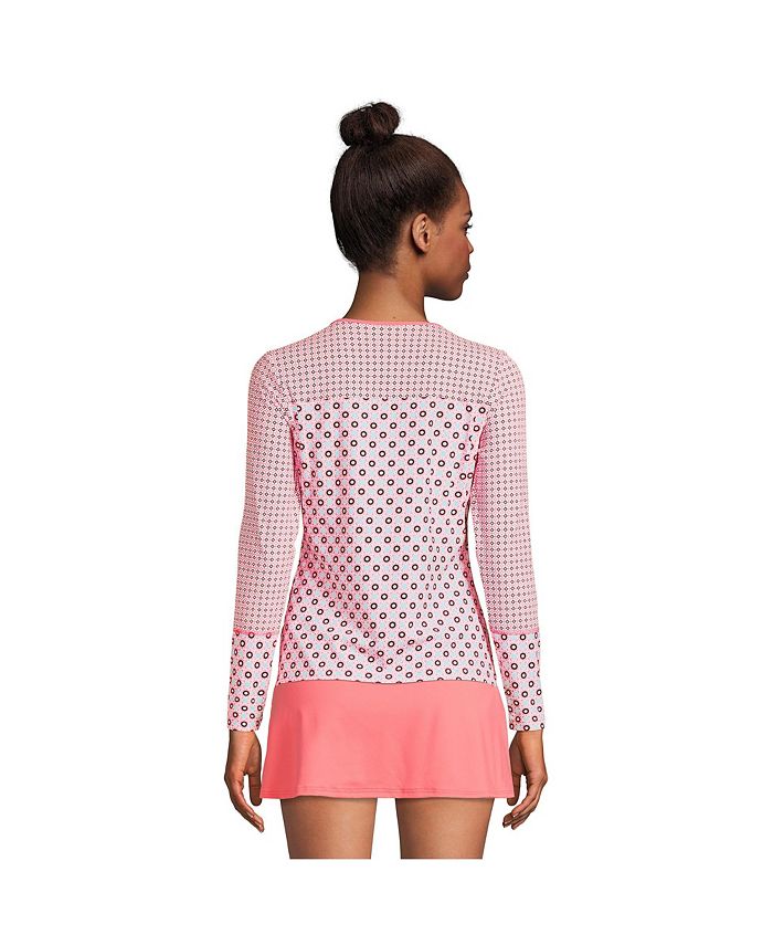 Lands' End Women's Petite Crew Neck Long Sleeve Rash Guard UPF 50 Sun