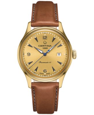 Certina - Men's Swiss Automatic DS Brown Leather Strap Watch 41mm