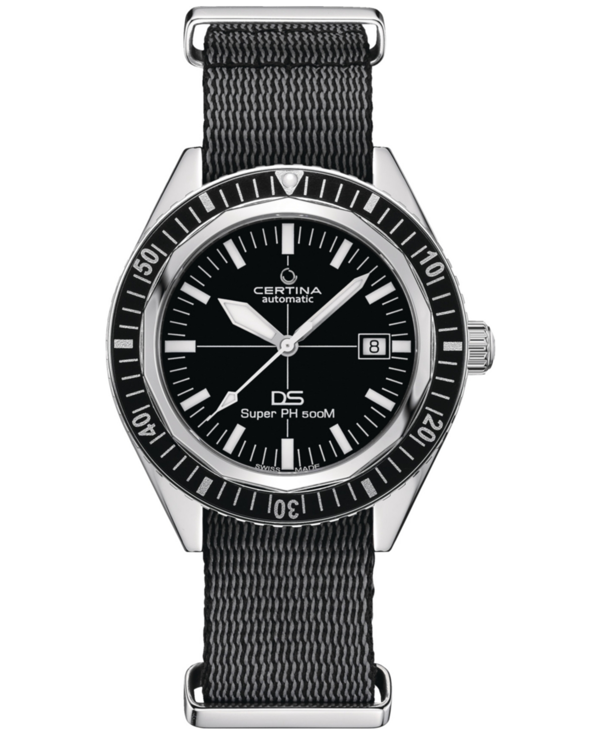 Men's Swiss Automatic Ds Super PH500M Black Synthetic Strap Watch 43mm - Black
