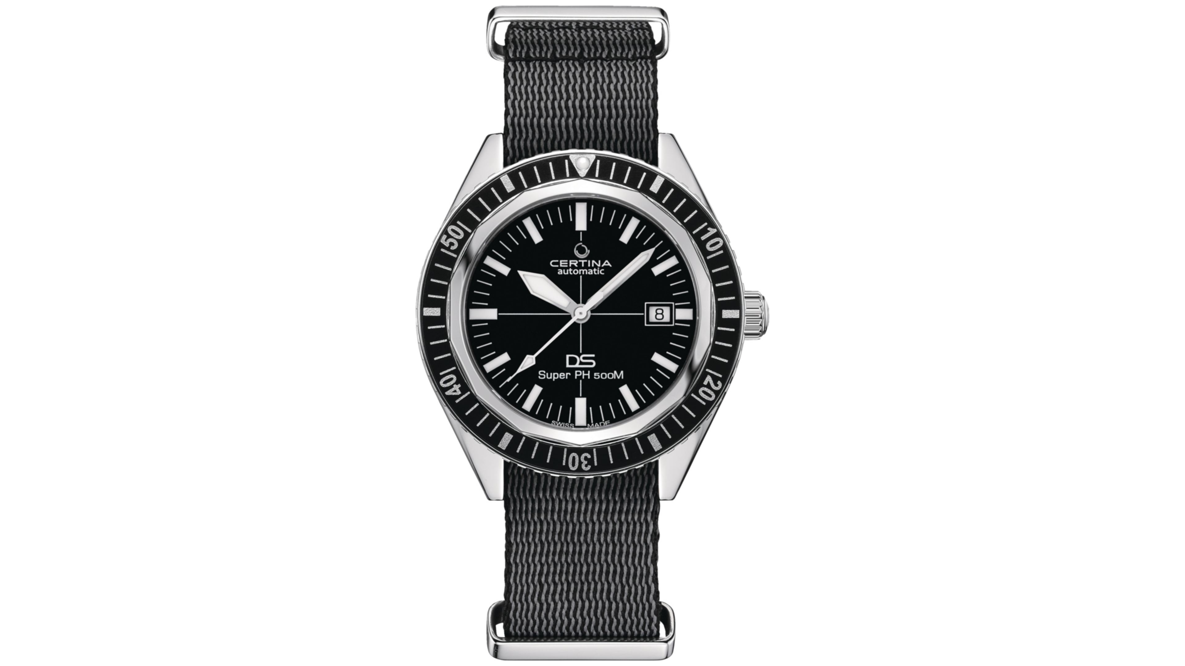 Certina Men's Swiss Automatic Ds Super PH500M Black Synthetic Strap Watch 43mm