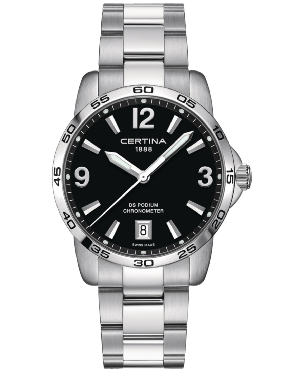 Certina Men's Swiss Ds Podium Stainless Steel Bracelet Watch 40mm In Black