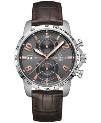 Certina - Men's Swiss Automatic Chronograph DS Podium Brown Leather Strap Watch 44mm