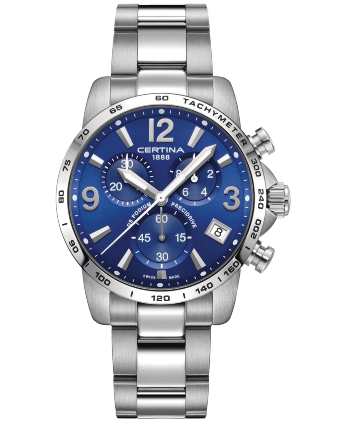 Certina Men's Swiss Chronograph Ds Podium Stainless Steel Bracelet Watch 41mm In Blue