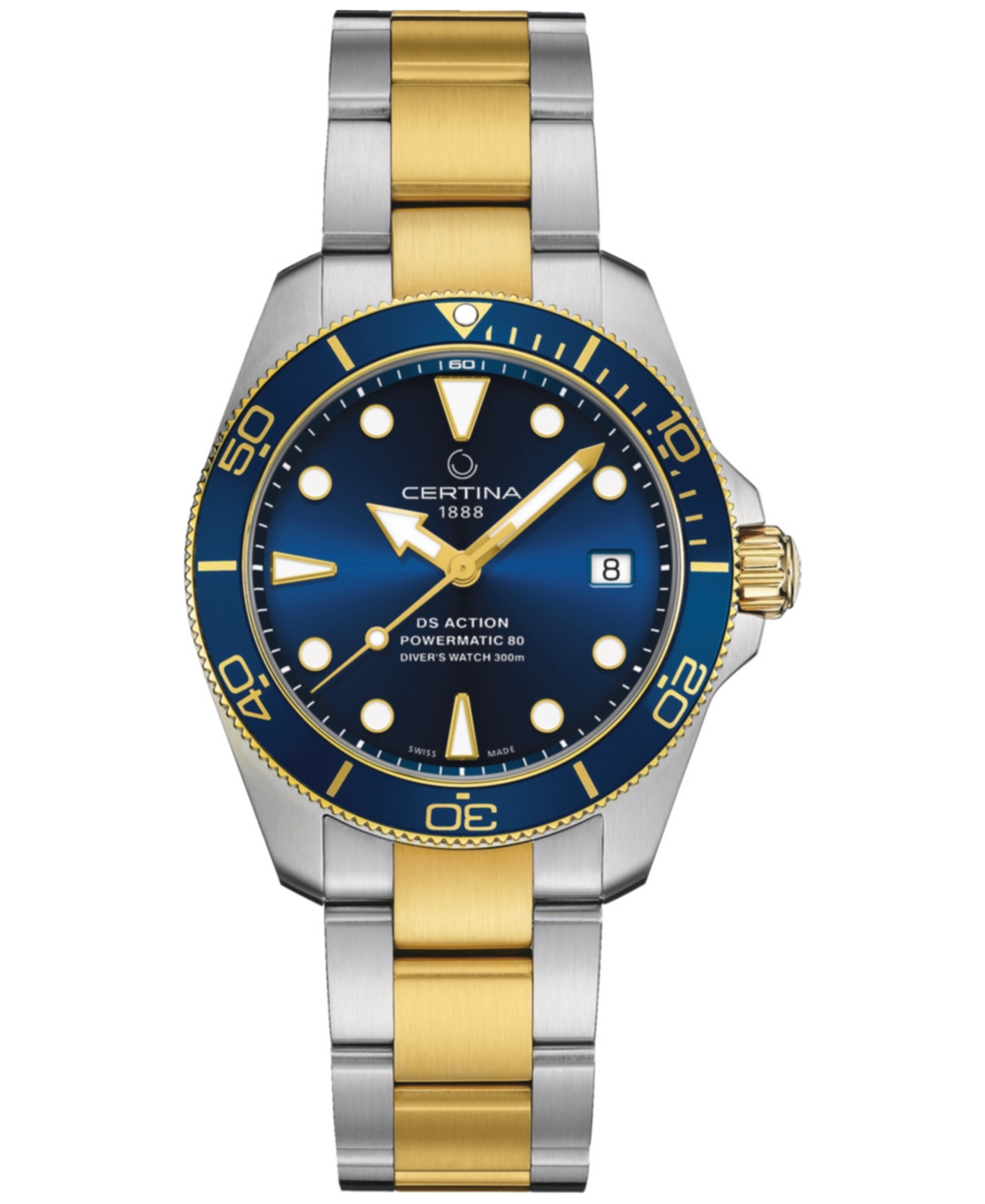Unisex Swiss Automatic Ds Action Diver Two-Tone Stainless Steel Bracelet Watch 38mm - Blue
