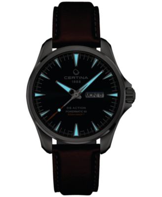 Men's Swiss Automatic DS Action Brown Leather Strap Watch 41mm