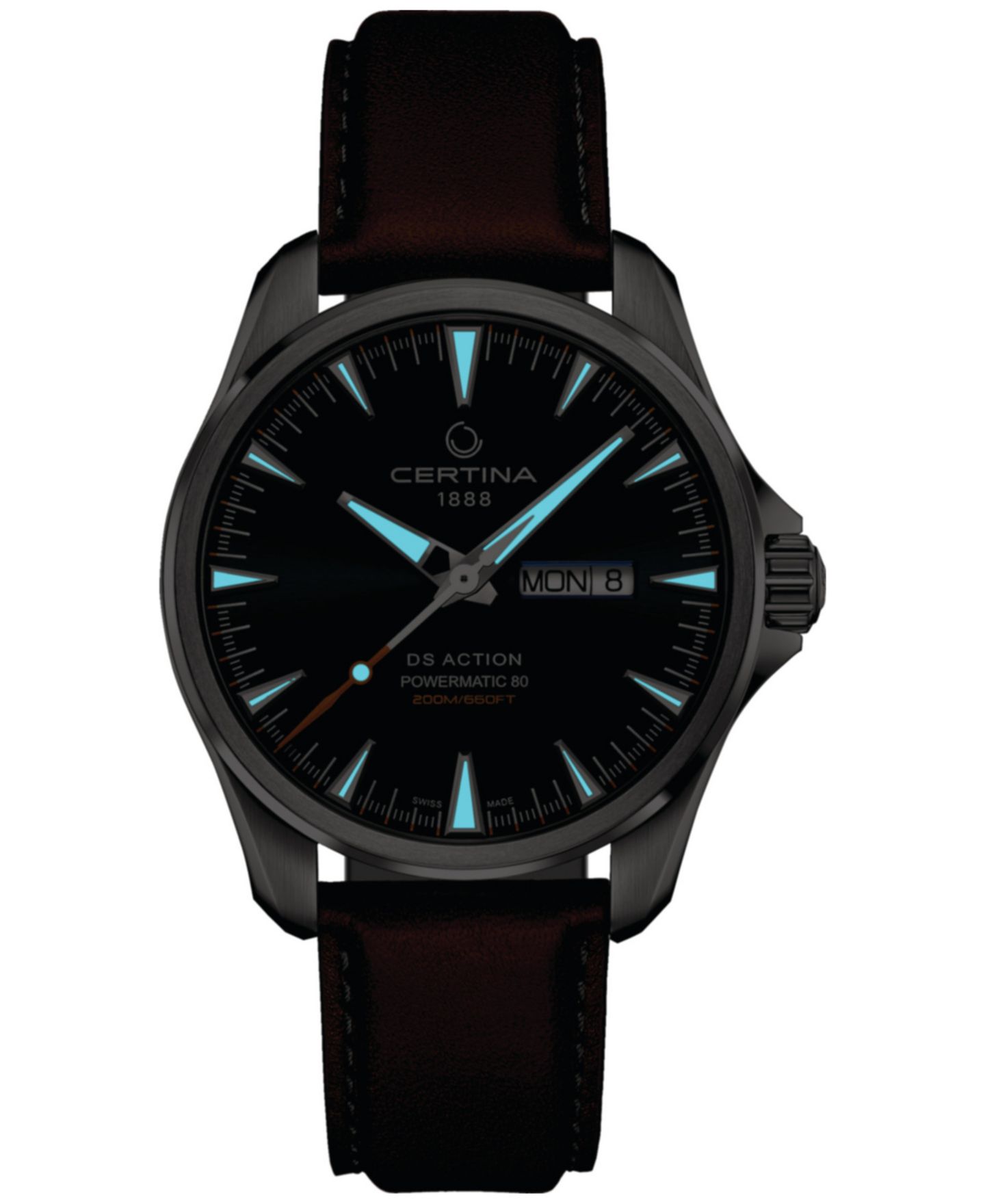 Мужские часы Certina Swiss Automatic DS Action Brown Leather Strap Watch 41mm — фото 5