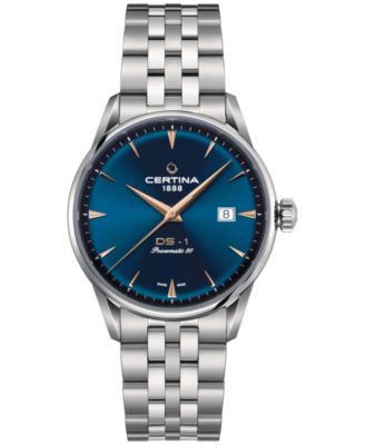 Men's Swiss Automatic DS-1 Blue Synthetic Strap Watch 40mm Gift Set