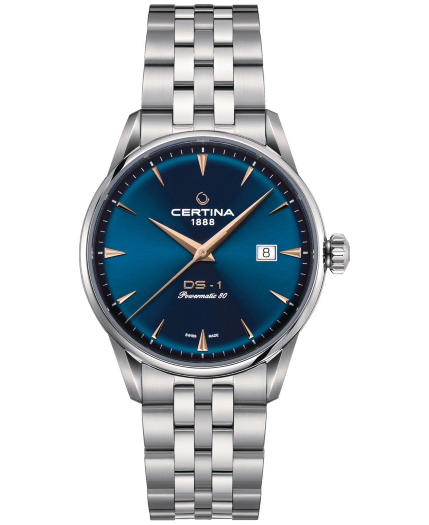 Мужские часы Certina Automatic DS-1 с синим ремешком, 40 мм, подарочный набор — фото 5