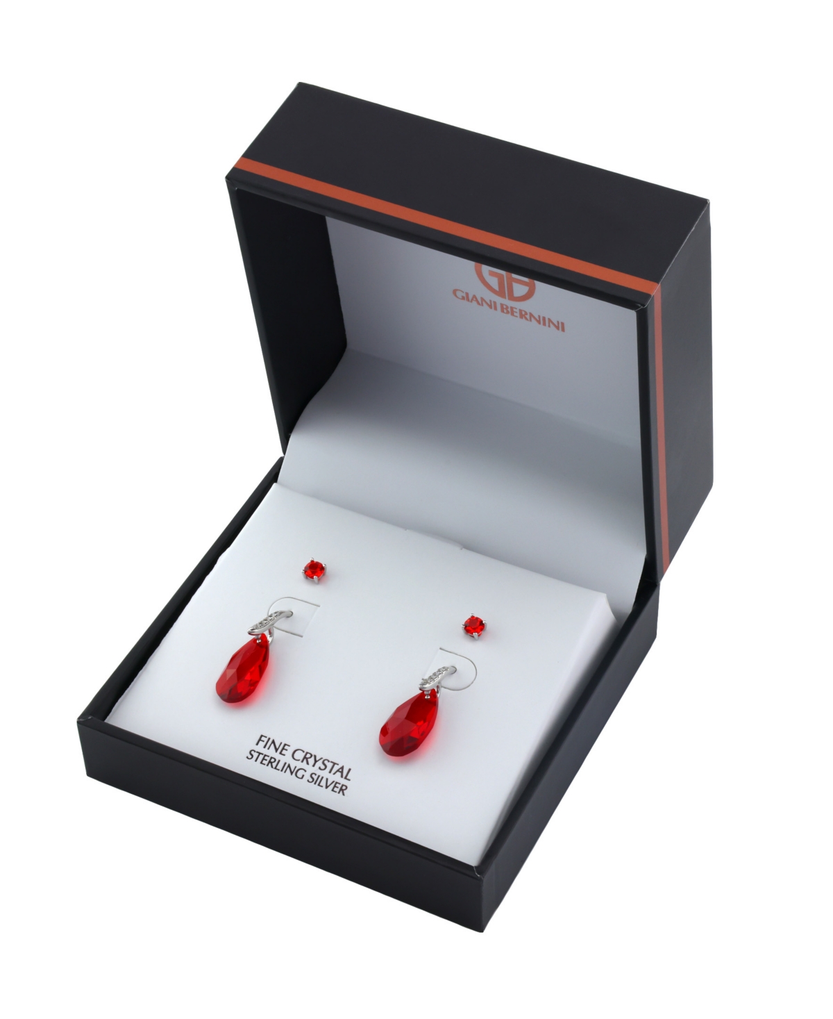 Gianni Bernini 2-Pair Crystal Teardrop Stud Earrings Set (1.34 ct. t.w.) in Sterling Silver