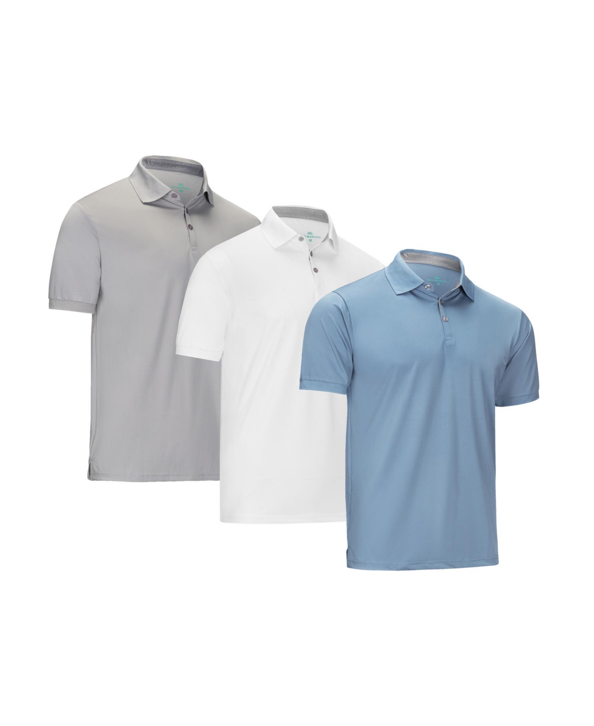Big & Tall Designer Golf Polo Shirt Plus Size - 3 Pack - Denim blue, gray, white