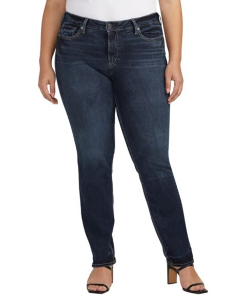 Женские джинсы Silver Jeans Co. Plus Size Suki Mid Rise Straight Leg, цвет: Индиго