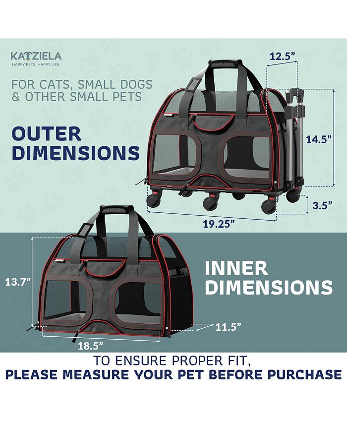 Katziela LUXURY RIDER PRO PET CARRIER WITH REMOVABLE WHEELS AND DOUBLE TELESCOPIC HANDLE Macy's
