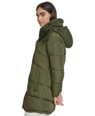 Women's Faux-Fur-Trim Hooded Puffer Coat, Created for Macy's