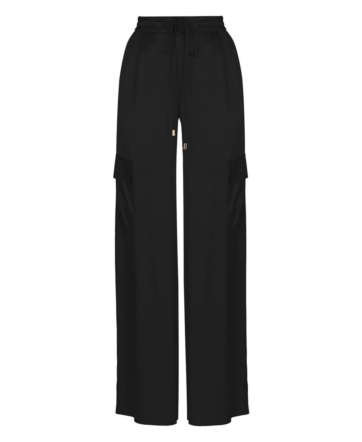 Women's Wide-Leg Satin Pants - Black