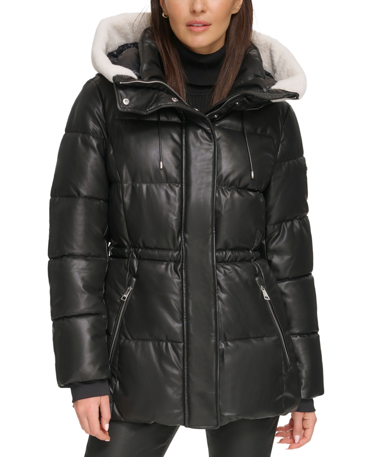 Dkny asymmetrical packable puffer coat shop