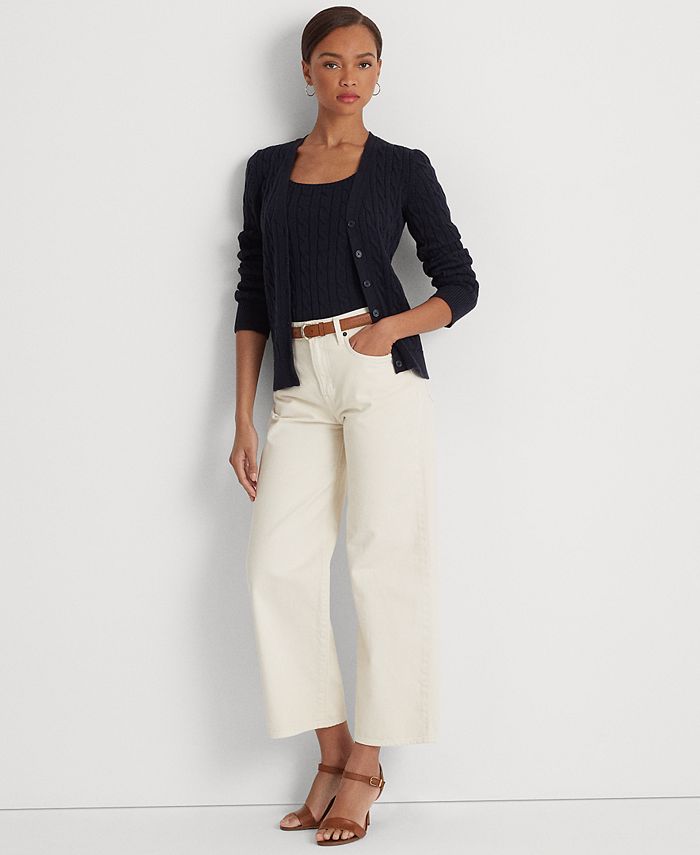 Lauren Ralph Lauren Women's High-Rise Wide-Leg Pants Brown Size 12