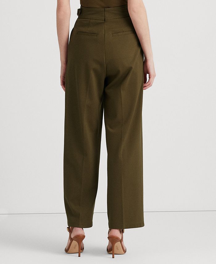 Lauren Ralph Lauren Women's Belted Pleated Ponte Cropped Pants - Macy's