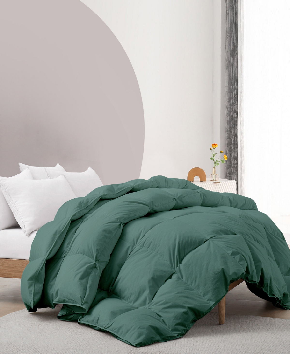 Unikome Cotton Fabric Baffled Box All Season Colored Goose Feather and Down Comforter