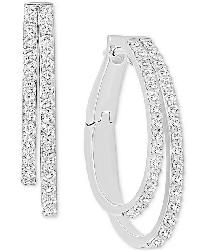 Macy's 14k white gold hoop earrings sale