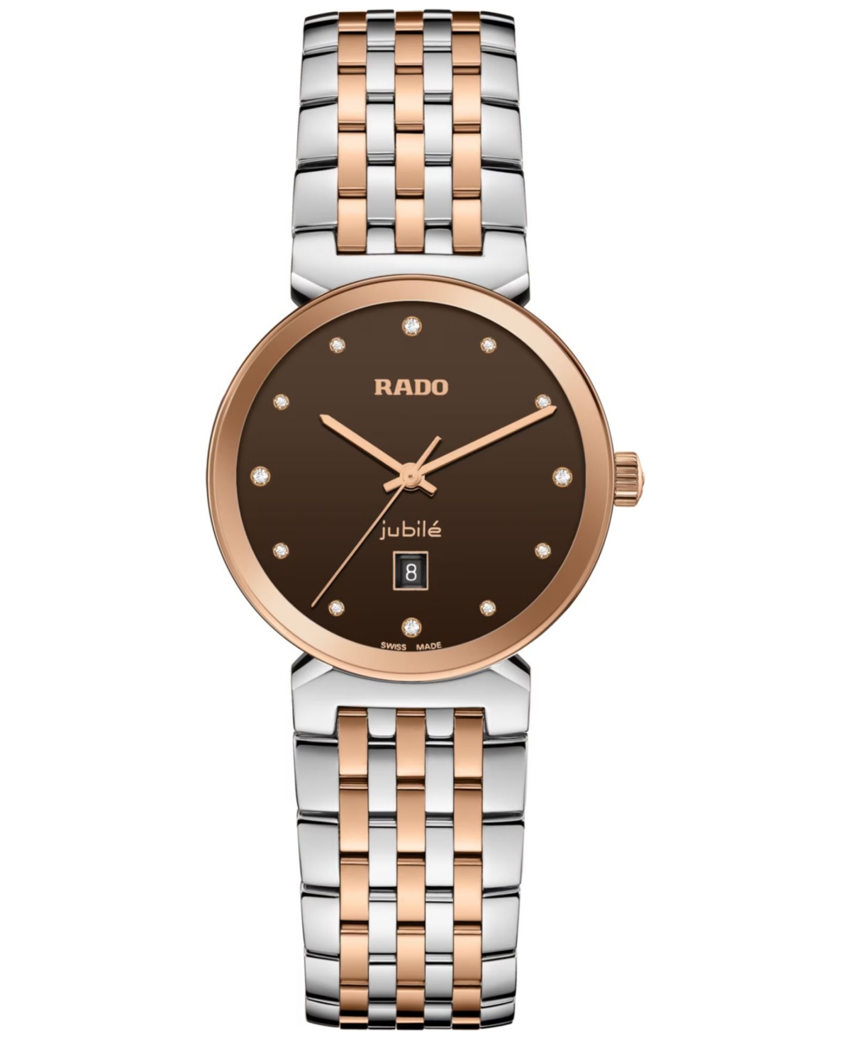 Rado Women's Swiss Florence Classic Diamond (1/20 Ct. T.w.) Two-tone Stainless Steel Bracelet Watch 30mm In Gold