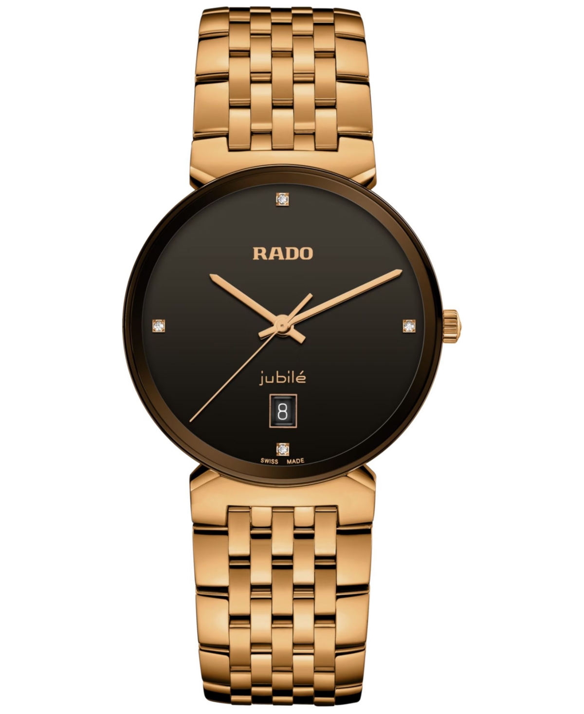 Shop Rado Women's Swiss Florence Classic Diamond Accent Gold Pvd Stainless Steel Bracelet Watch 38mm In Bronze Gold