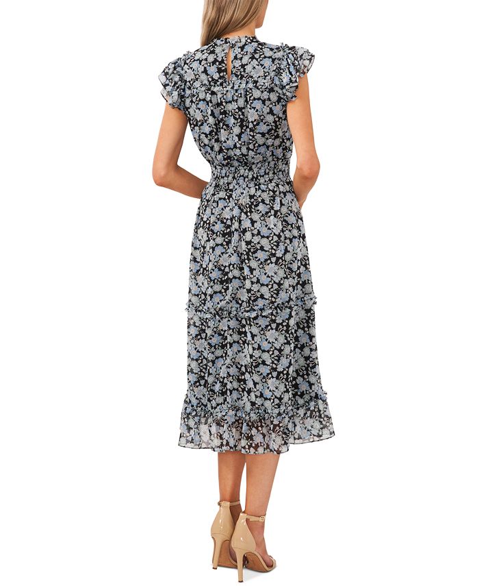 CeCe Women's Flutter-Sleeve Smocked-Waist Midi Dress - Macy's
