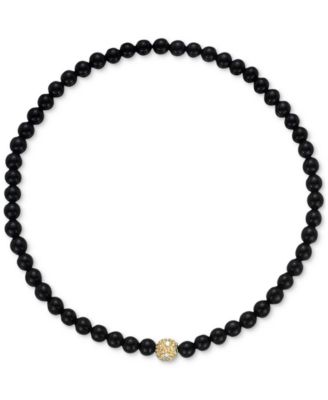 Zoe Lev - Onyx & Diamond Accent Bead Stretch Bracelet in 14k Gold