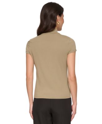 DKNY Cap Sleeve Mock Neck Top - Macy's