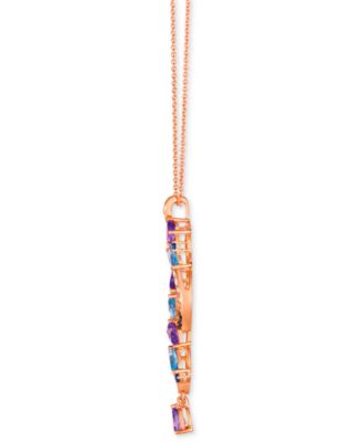 Multi-Gemstone (1-1/2 ct. t.w.) & Diamond (1/3 ct. t.w.) Long Swirled Pendant Necklace in 14k Rose Gold, 18" + 2" extender