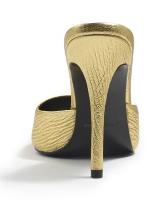 Womens Gold Leather Heels ( Bachelorette Mules)