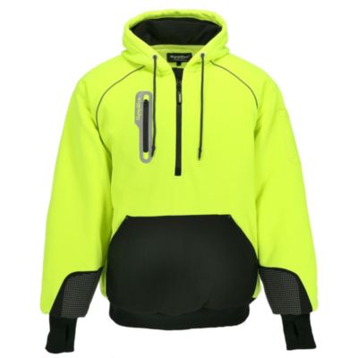 Men's HiVis PolarForce Pullover Sweatshirt - High Visibility Insulated Hoodie with Kangaroo Pocket