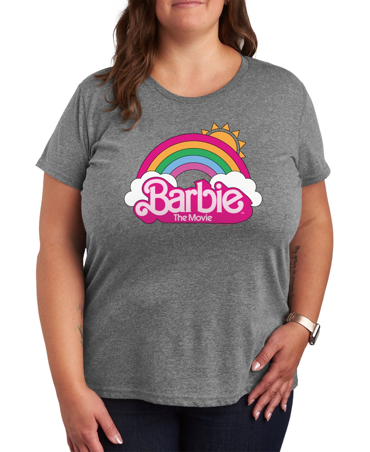 Air Waves Trendy Plus Size Barbie Graphic T-shirt In Gray