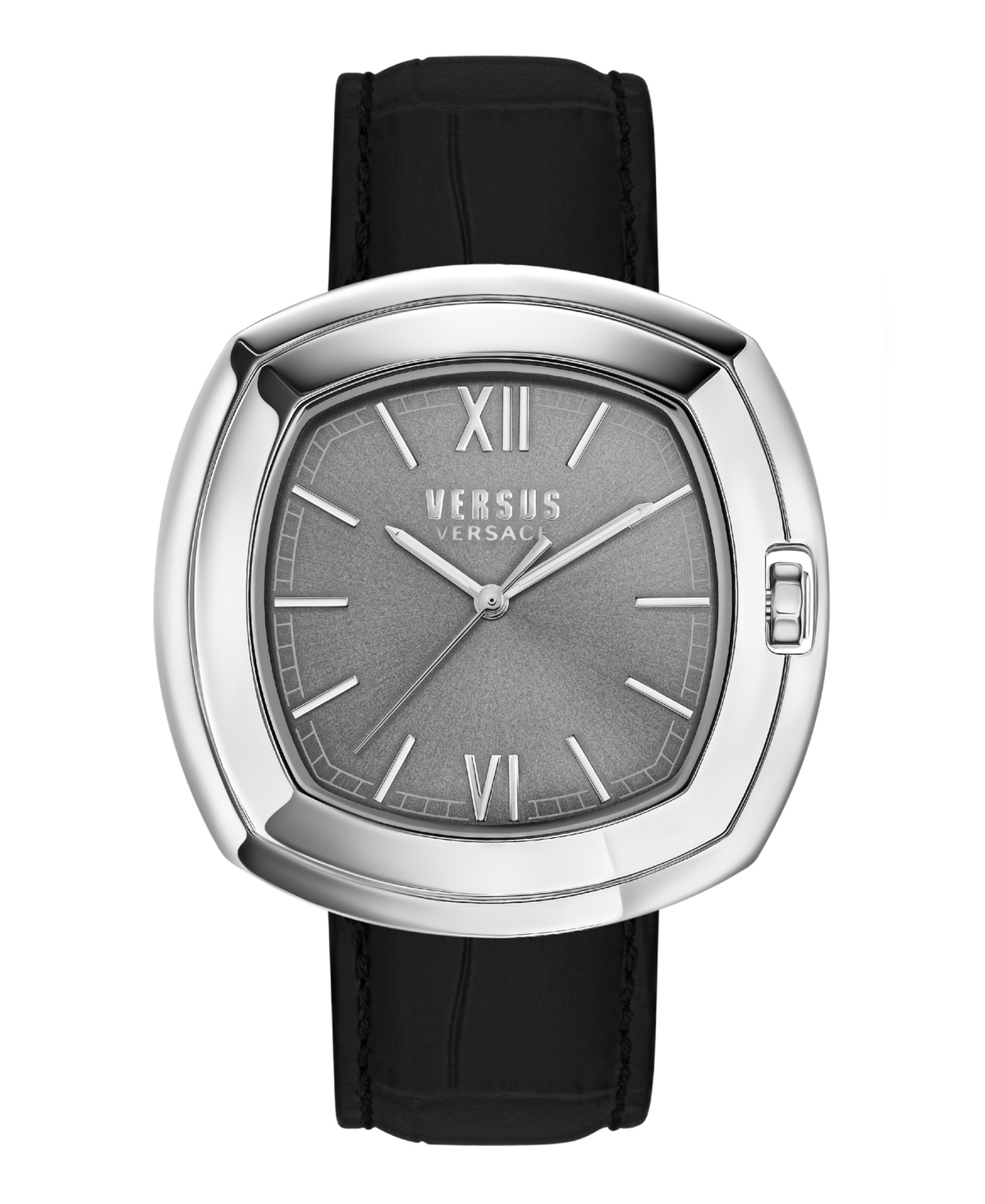 Versus Men's Three-hand Quartz You And Me Black Leather Strap 41mm In Silver