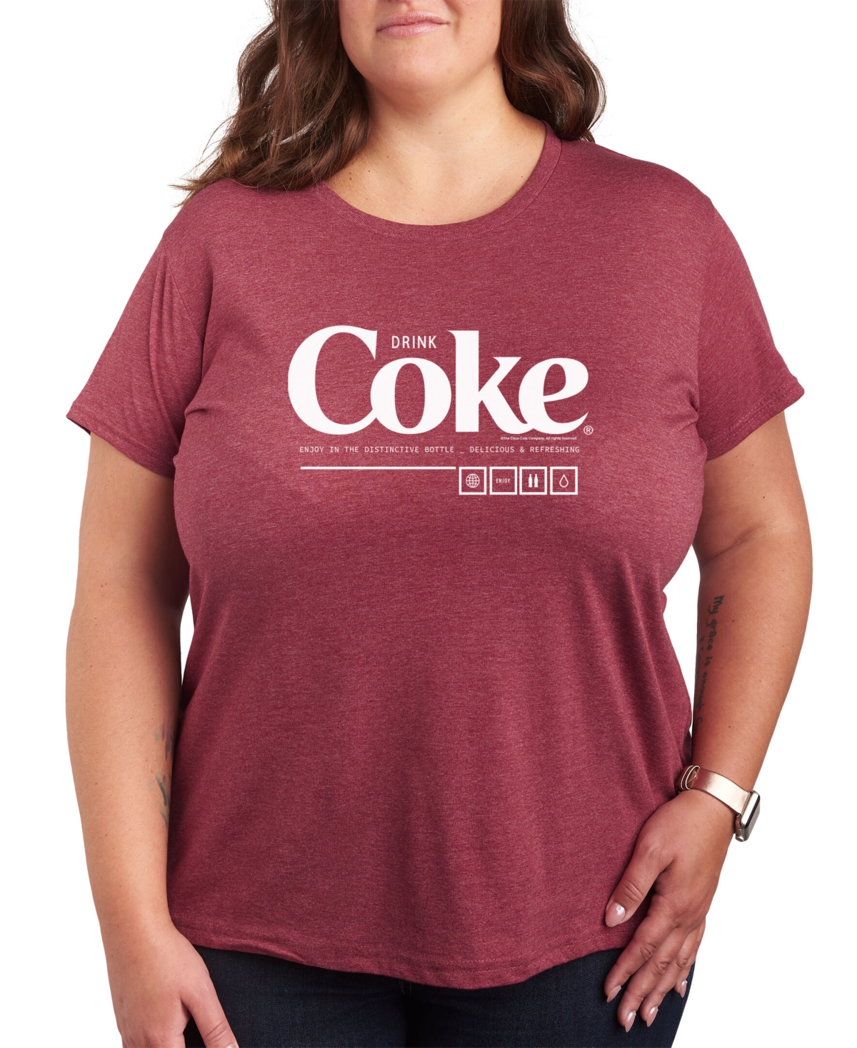 Air Waves Trendy Plus Size Coca Cola Graphic T-shirt In Red