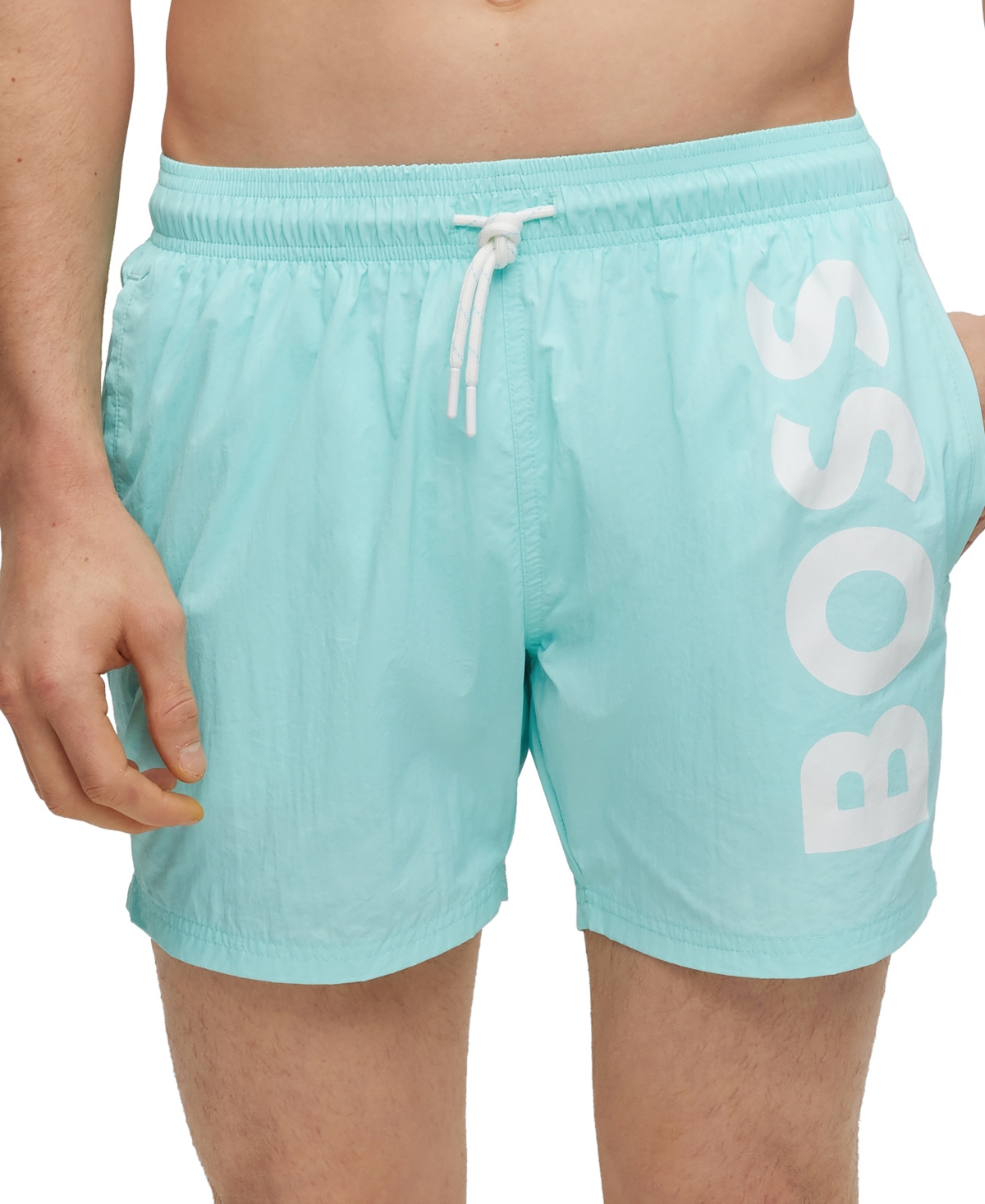 Hugo Boss Boss By  Men's Quick-dry Logo Swim Shorts In Open Blue