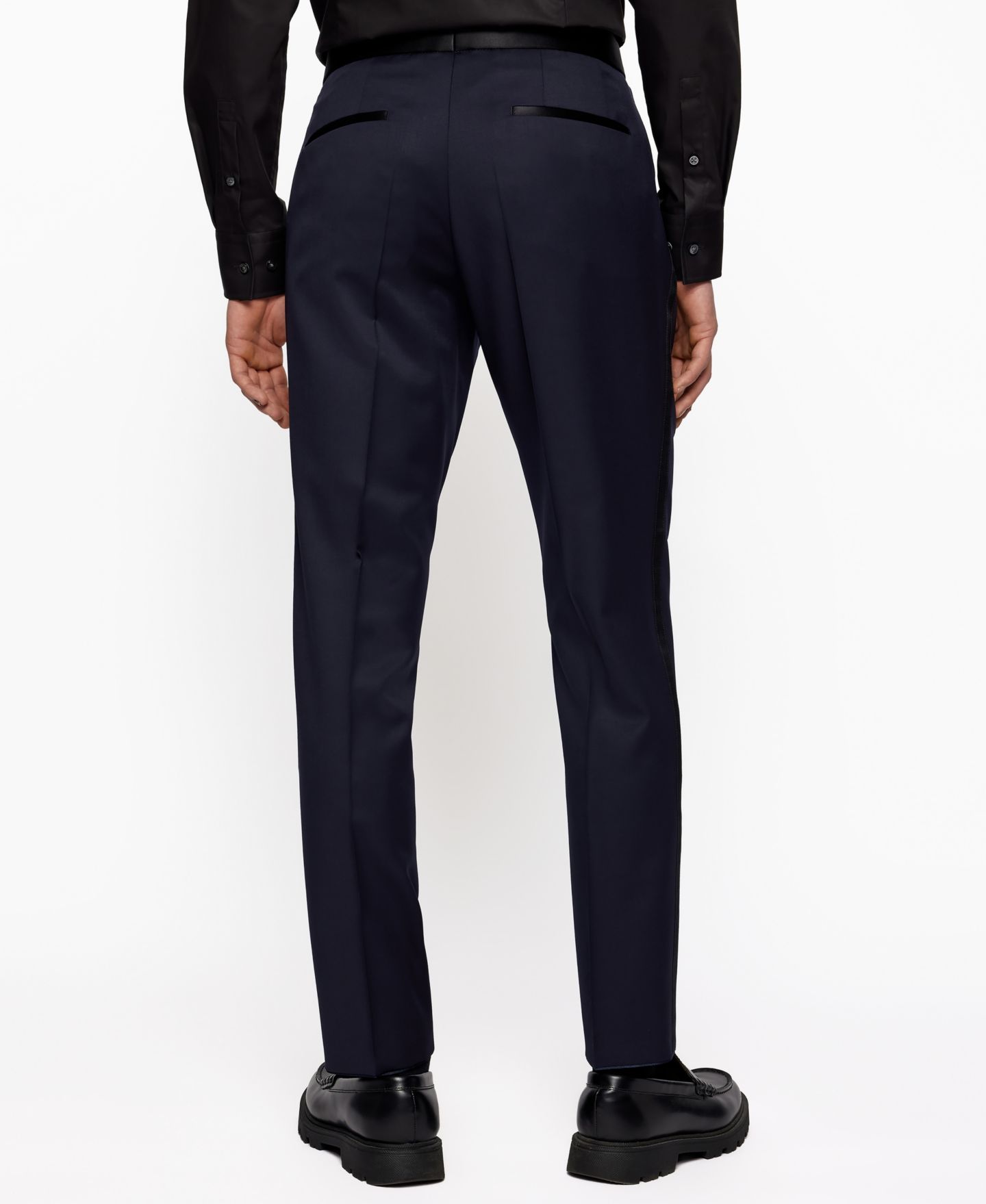 Мужские брюки Hugo Boss Slim-Fit Tuxedo Trousers, цвет: Тёмный синий — фото 2