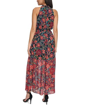 Vince Camuto Women's Printed Smocked Maxi Dress - Black Multi - Size 2