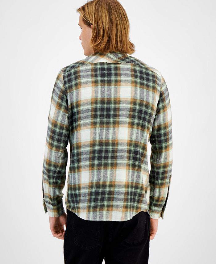 Sun + Stone Men's Harry Regular-Fit Plaid Button-Down Flannel Shirt ...