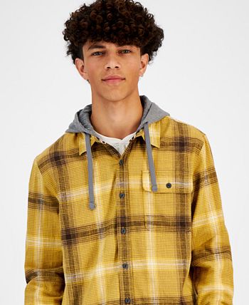 Mens hooded flannel shirt top