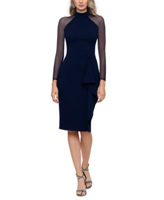 Betsy & Adam - Women's Illusion-Sleeve Mock Neck Sheath Dress