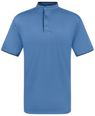 Men's Short Sleeve Henley Polo Shirt with Contrast-Trim