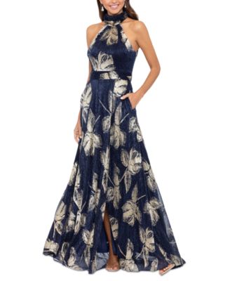Women's Metallic-Print Halter Gown