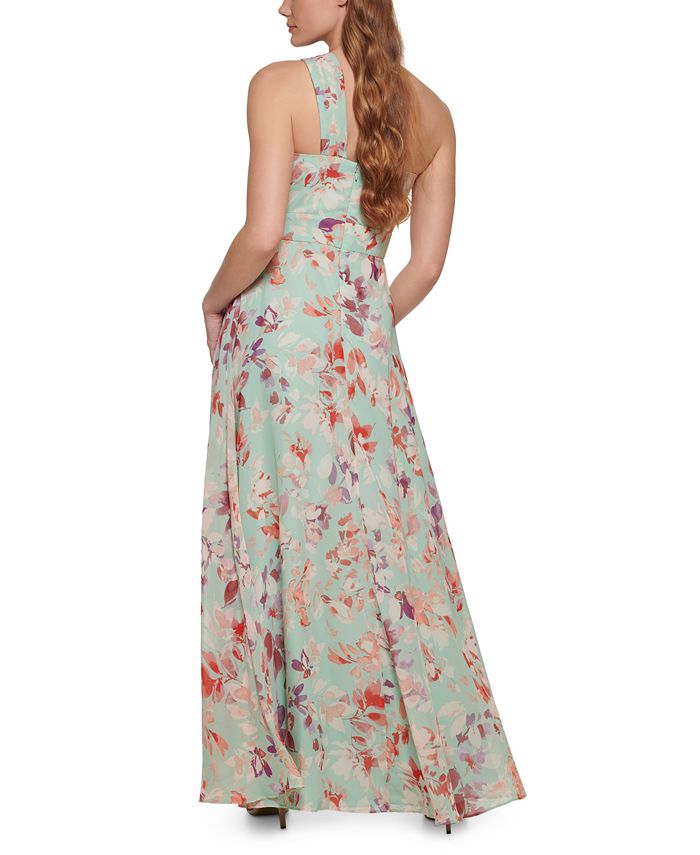 Eliza J Petite Floral-Print One-Shoulder Maxi Dress - Macy's