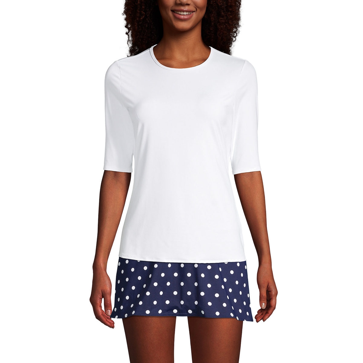 Lands' End Women's Elbow Sleeve Relaxed Upf 50 Rash Guard