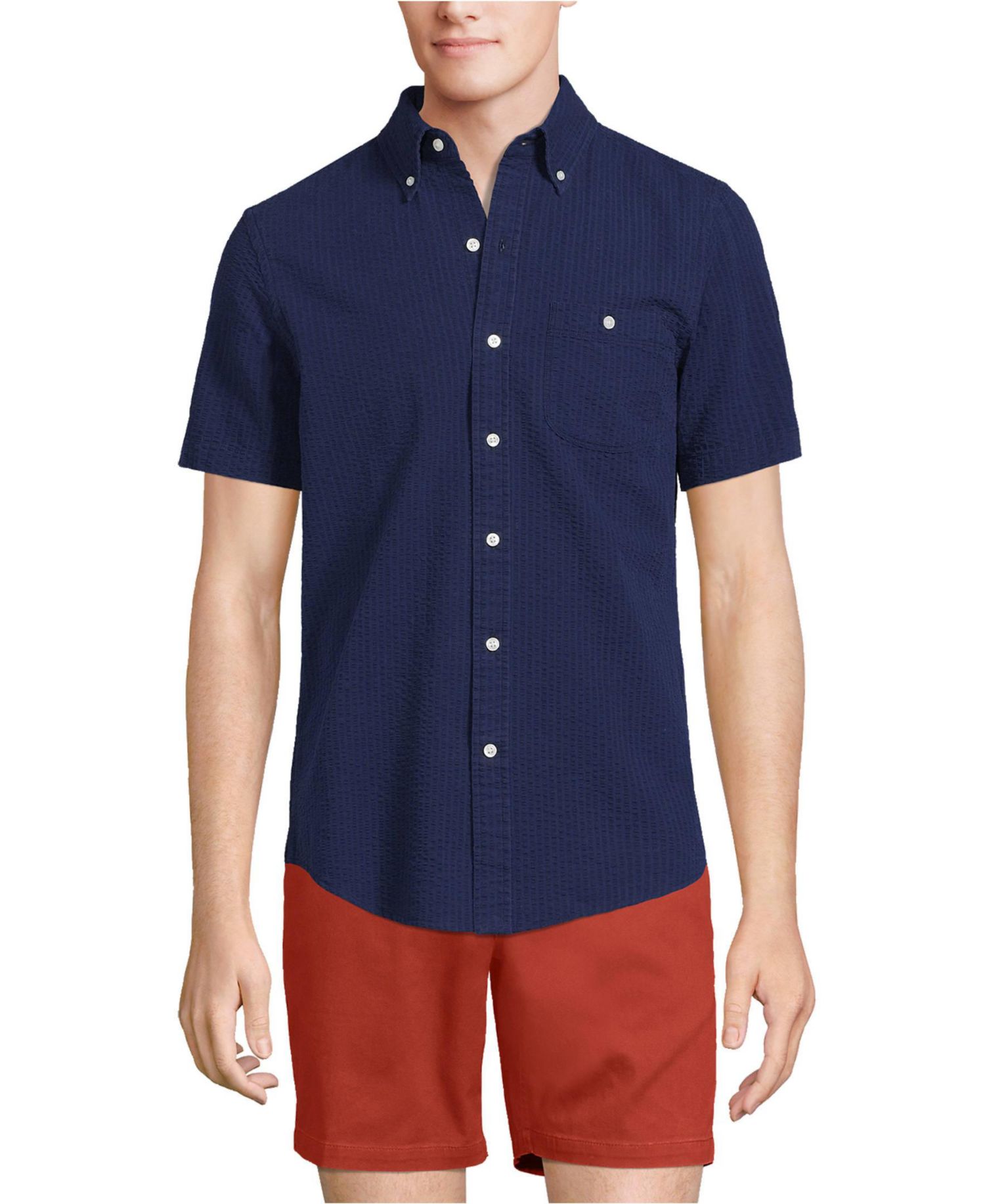 Men's Short Sleeve Seersucker Shirt