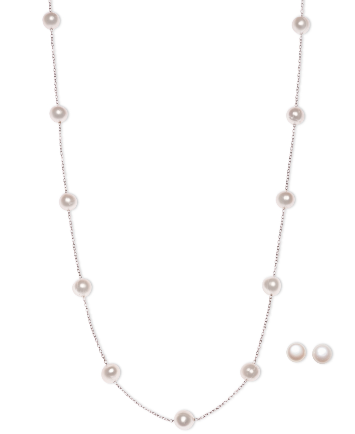 Macy's 2-pc. Set Cultured Freshwater Pearl (6-1/2 In Sterling Silver