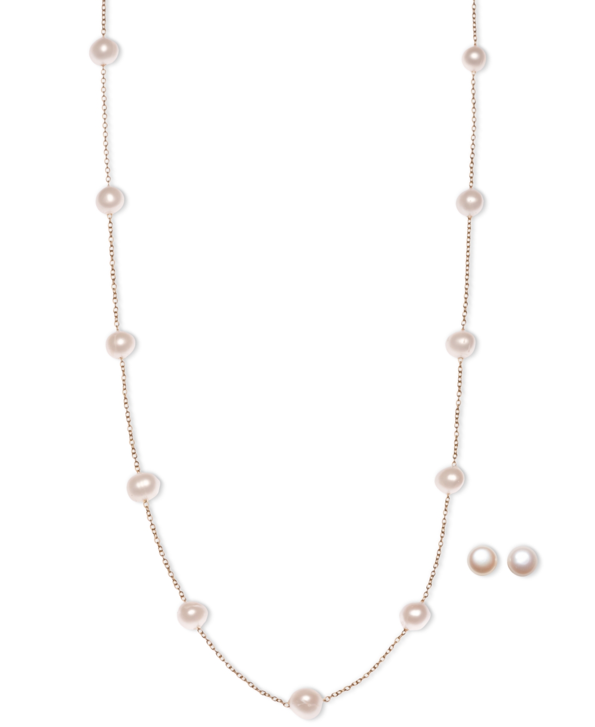 Macy's 2-pc. Set Cultured Freshwater Pearl (6-1/2 In Gold Over Silver
