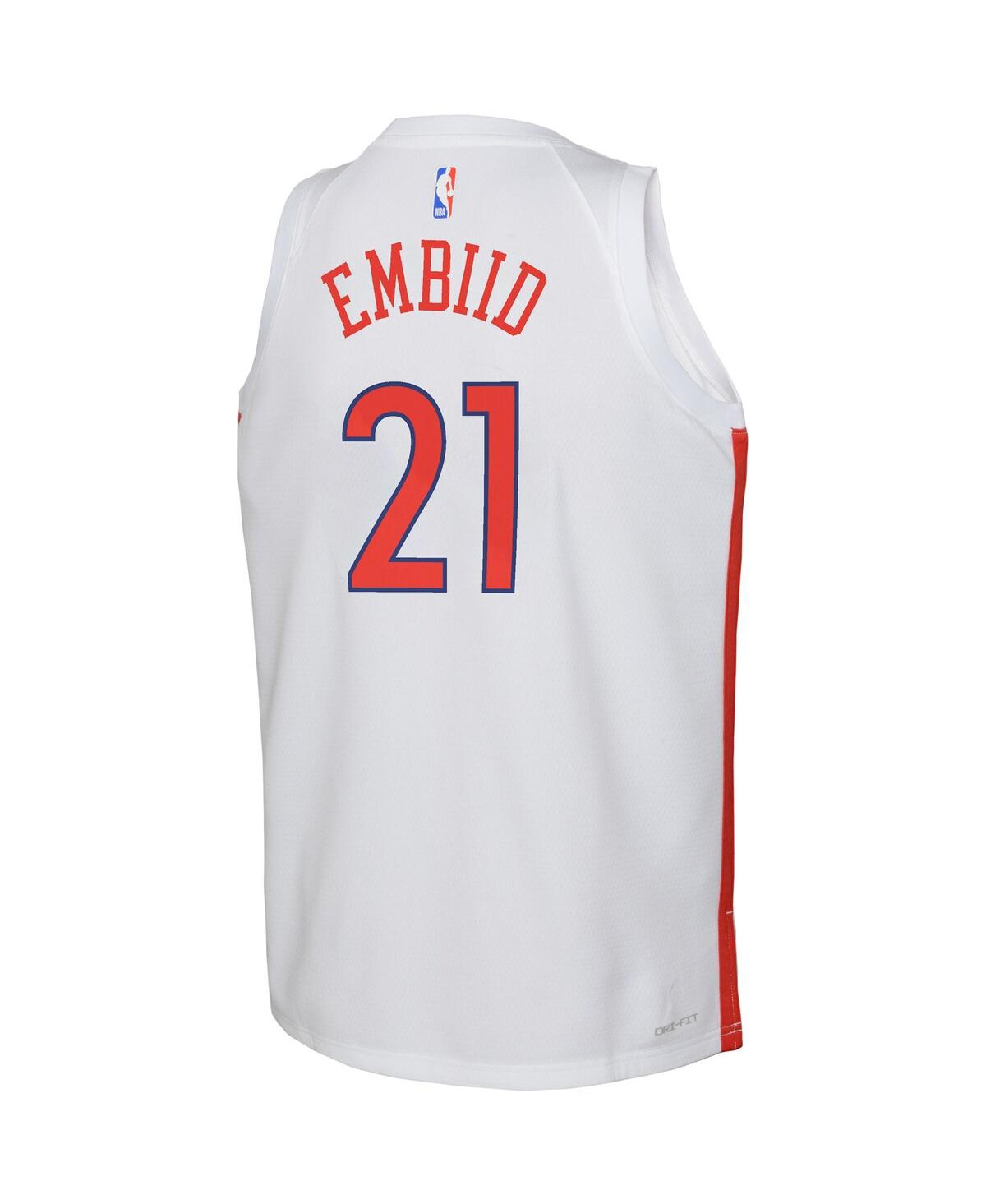 Big Boys and Girls Nike Joel EmbiidPhiladelphia 76ers 2022/23 Swingman Jersey - City Edition - White