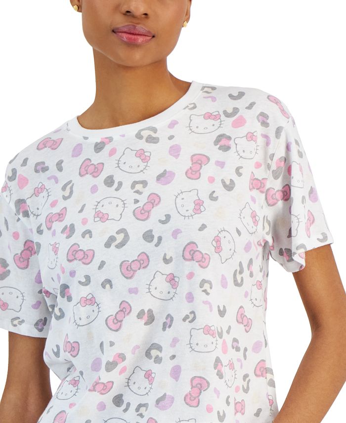 Love Tribe Juniors' Hello Kitty Leopard Short-Sleeve T-Shirt - Macy's