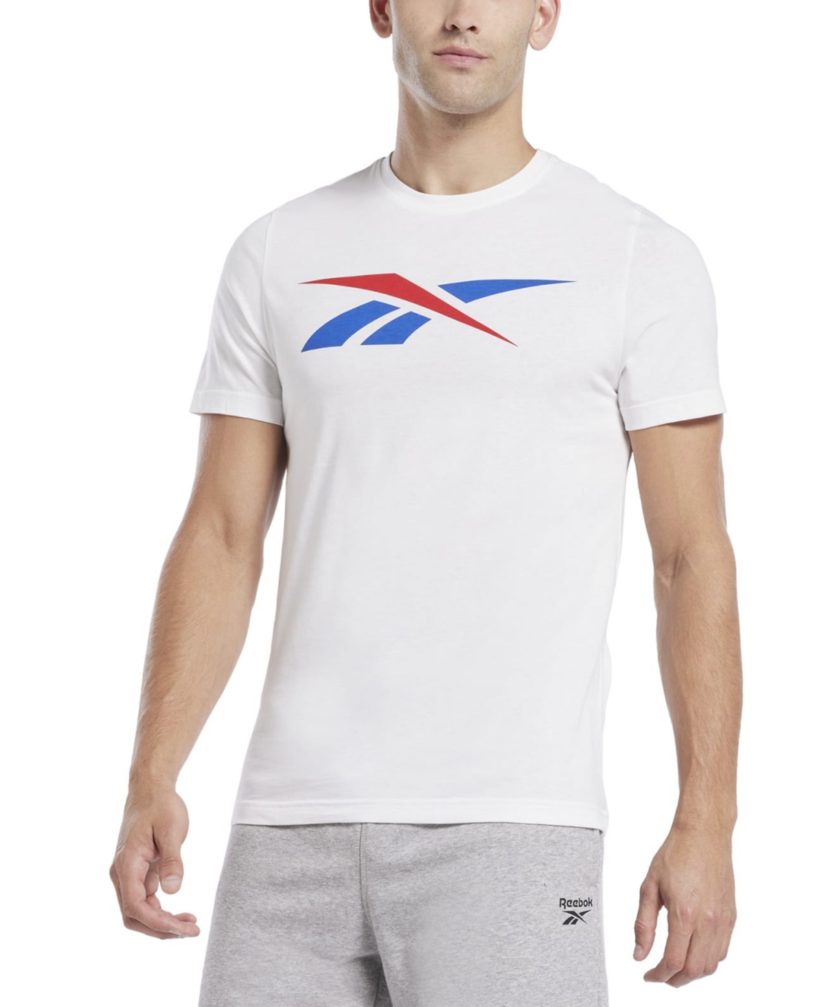 Shop Reebok Men's Vector Logo Graphic T-shirt In White,blue,red